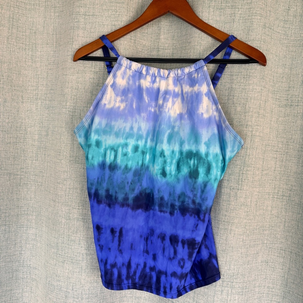 Apt. 9 Blue Tie Dye Tankini Swim Top – Adjustable Straps – Size L